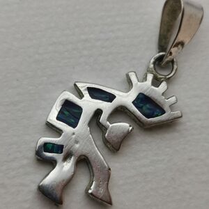 Blue opal  dancing sterling pendant